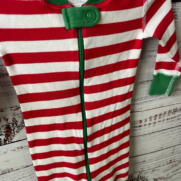 Hanna Andersson // Striped Red and Green Kids One Piece Zip Pajamas - Picture 2 of 4